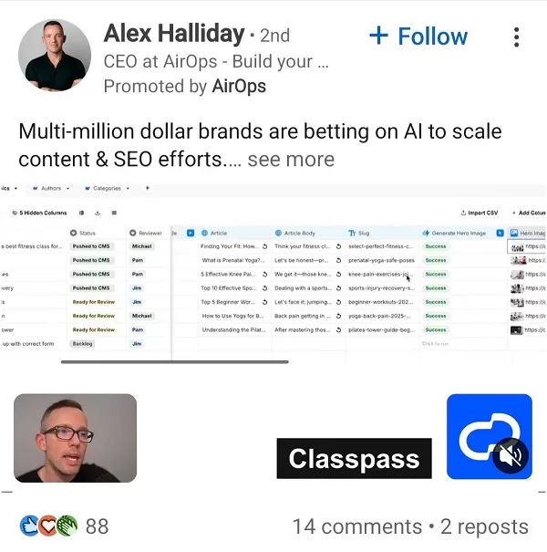 Social media strategies - LinkedIn video example. 