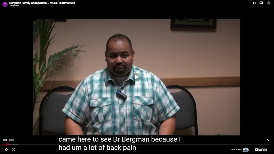 customer testimonial examples - Chiropractor example.