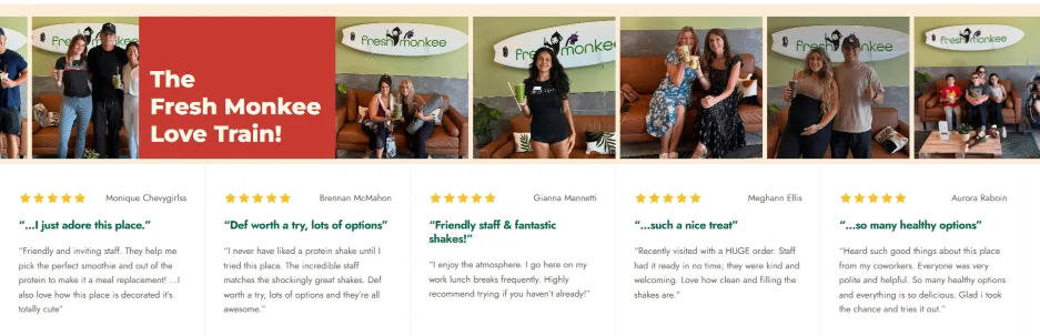 customer testimonial examples - Fresh Monkey customer testimonials.