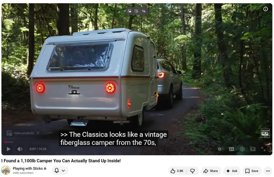 customer testimonial examples - Clasica trailer influencer post.