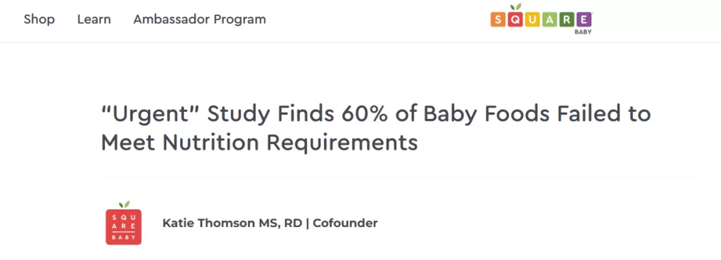 headline examples - headline for baby food article.