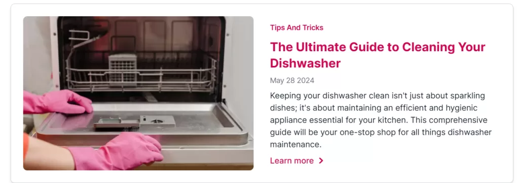 headline examples - headline for how to clean a dishwasher.