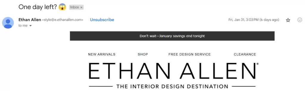 headline examples - headline for Ethan Allen article.