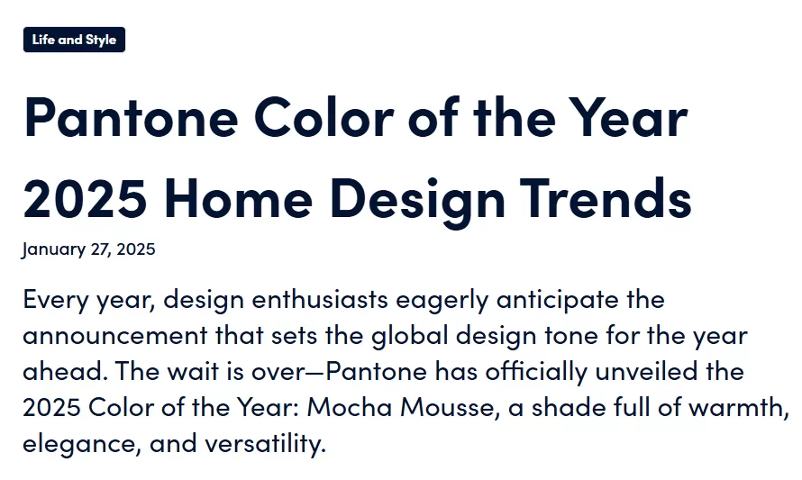 headline examples - headline for pantone color themes.