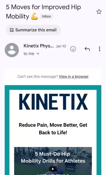 Physical therapy marketing -Email from PT.