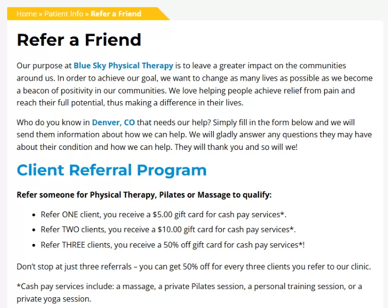 Physical therapy marketing -PT referral program.