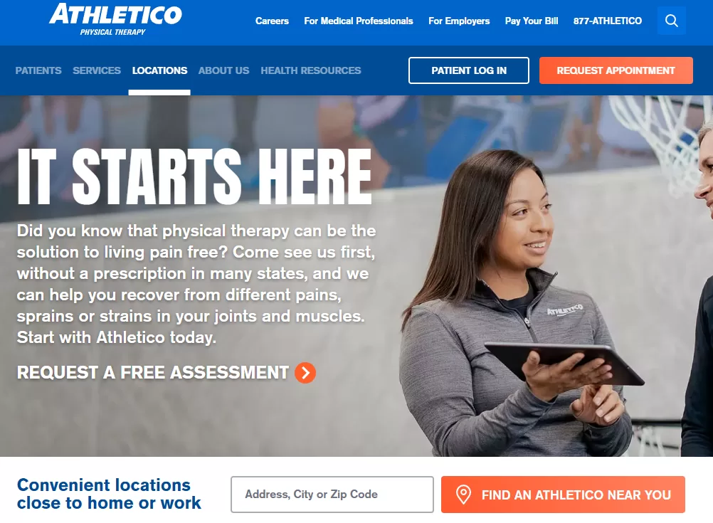Physical therapy marketing -PT website with lead gen features.