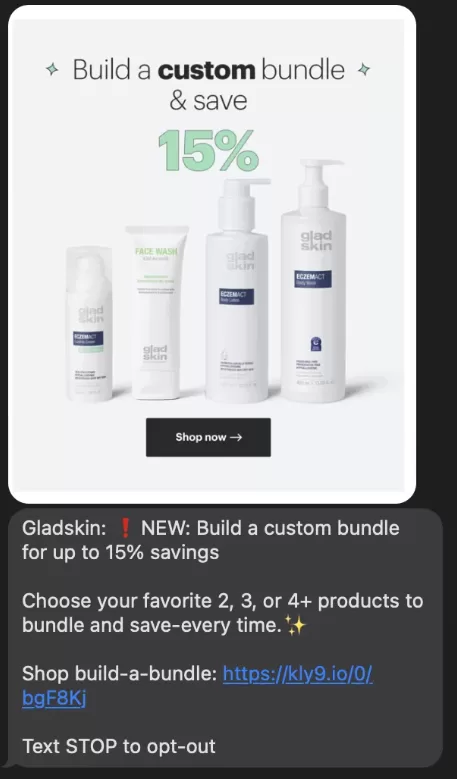 Text promotions - text from Gladskin.
