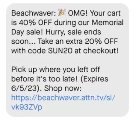 Text promotions - text from Beachwaver.