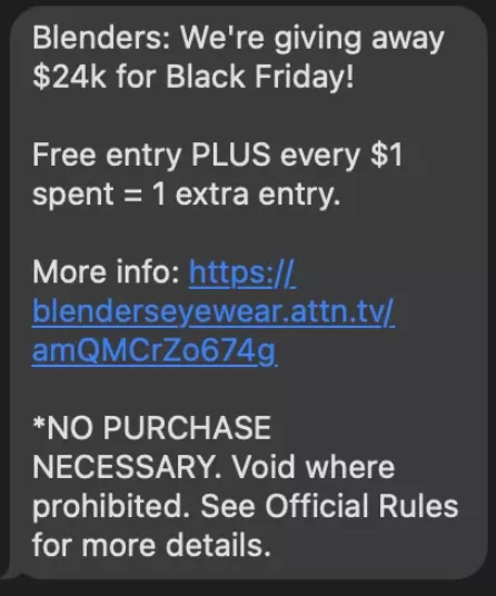 Text promotions - text from Blenders.