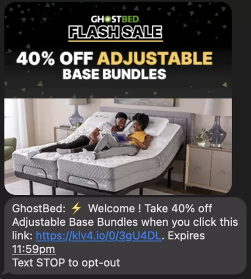 Text promotions - text from Ghost Bed