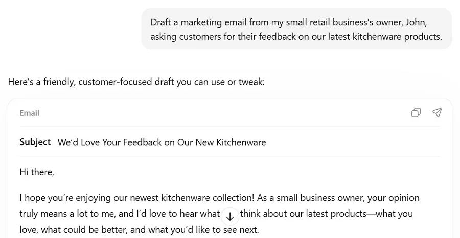ai prompt examples - email draft