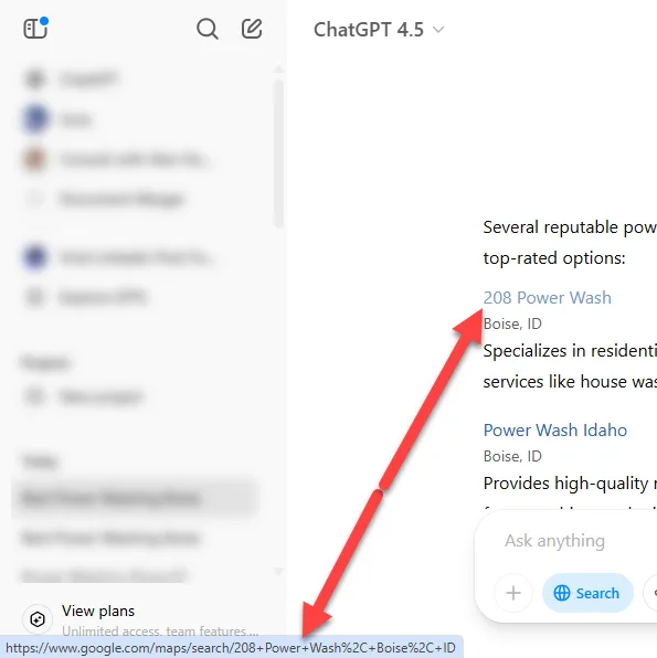 chatgpt results from google maps