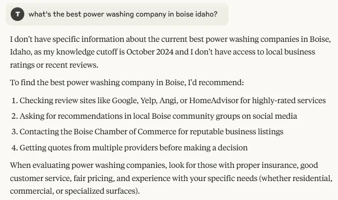 claude results for best power washing boise