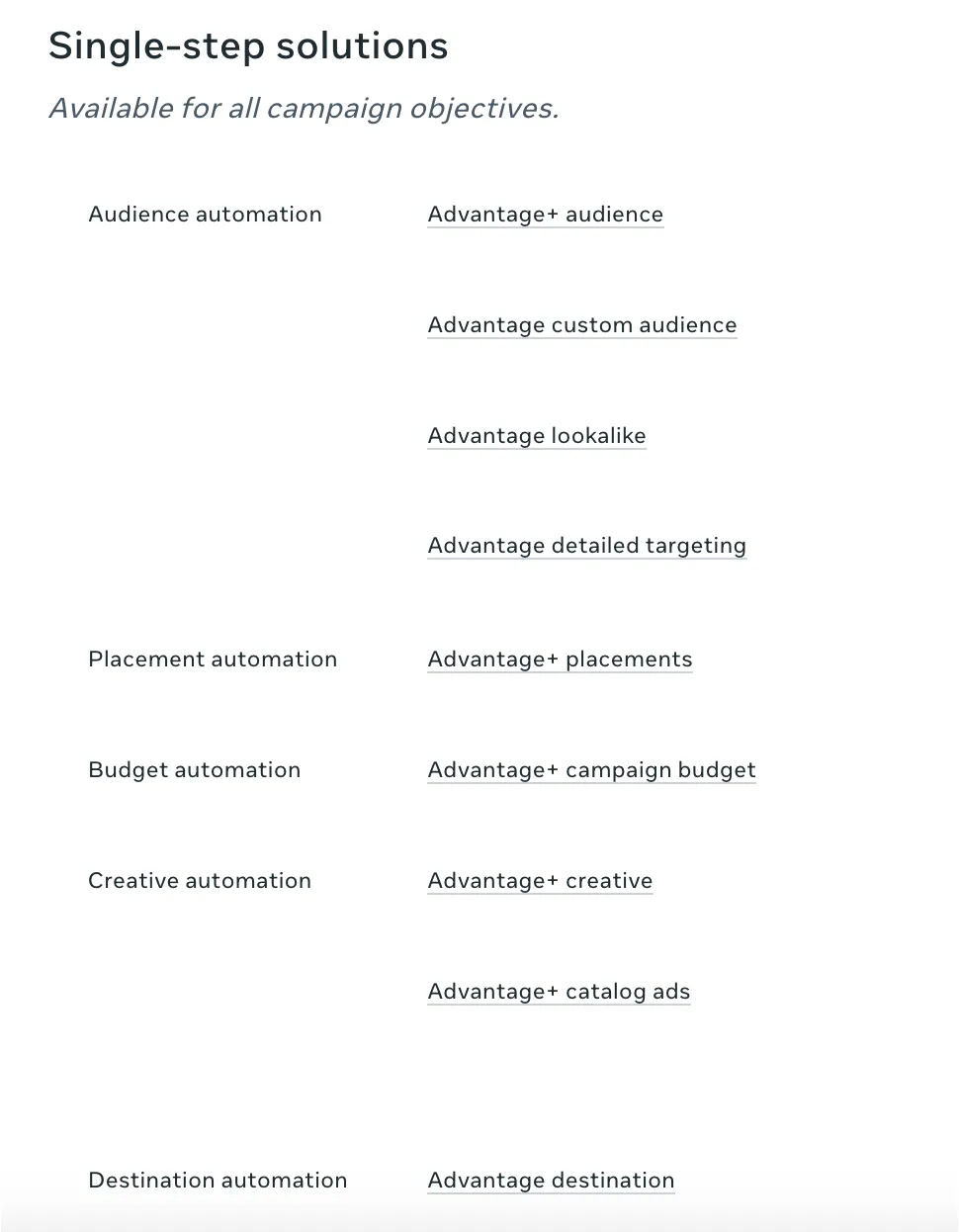 meta advantage+ automation levers