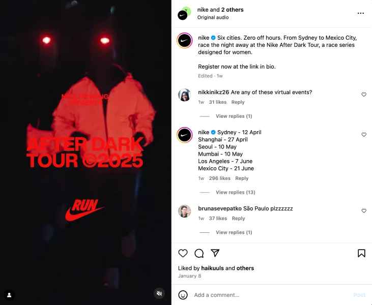 Social media campaign ideas - social post from Nike