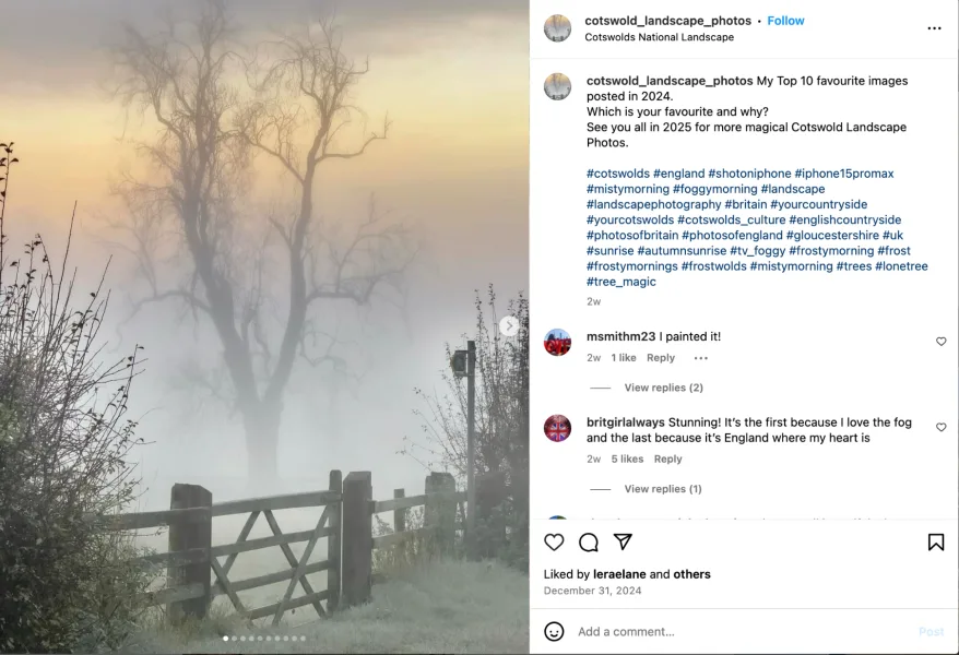 Social media campaign ideas - social post from Cotswold Landscape Photos