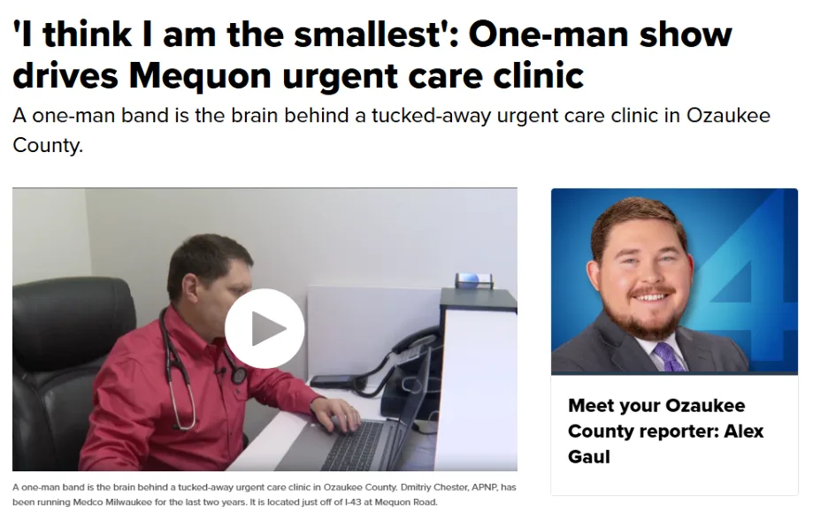 Urgent care marketing - local report about an urgent care clinic.