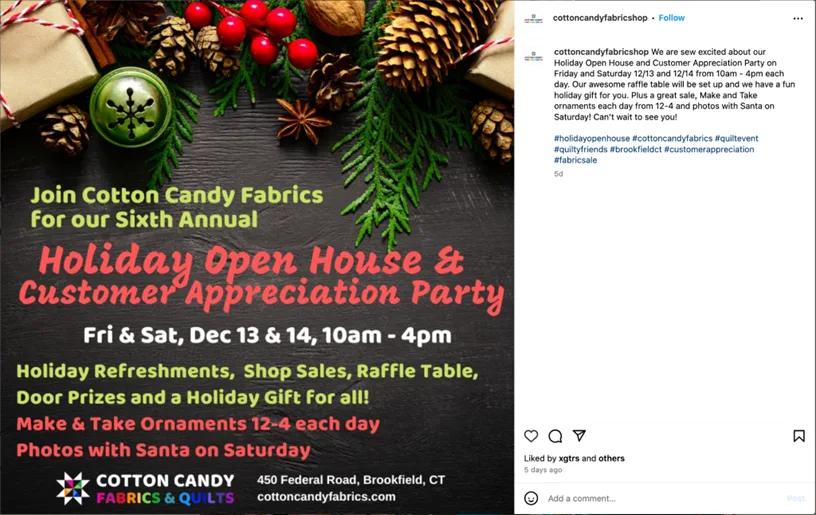 content marketing examples - holiday instagram post screenshot