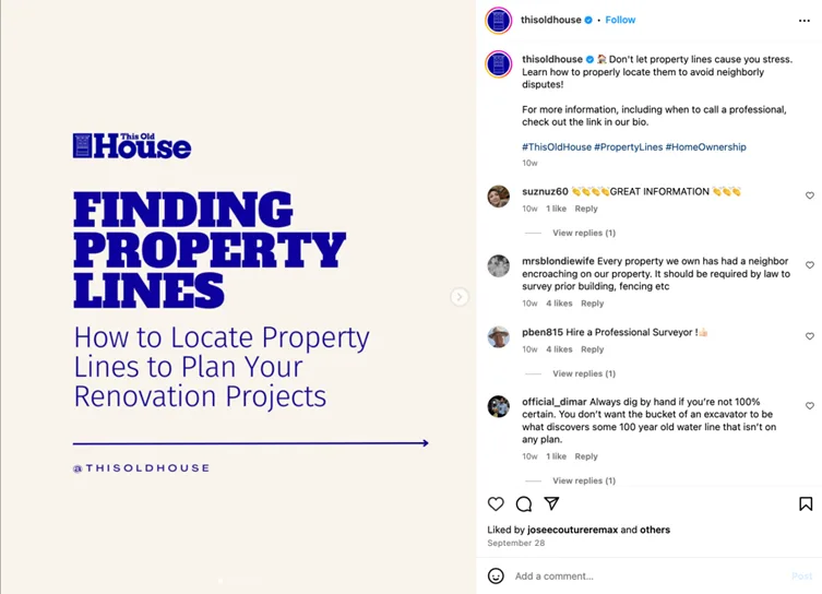 content marketing example - this old house example content marketing on instagram