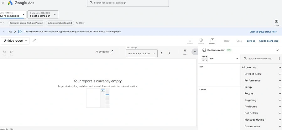 google ads benchmarks 2026- reporting screenshot