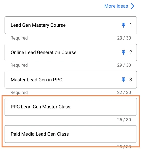 google ads copy pins