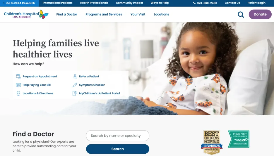 Hospital marketing - hospital website example.