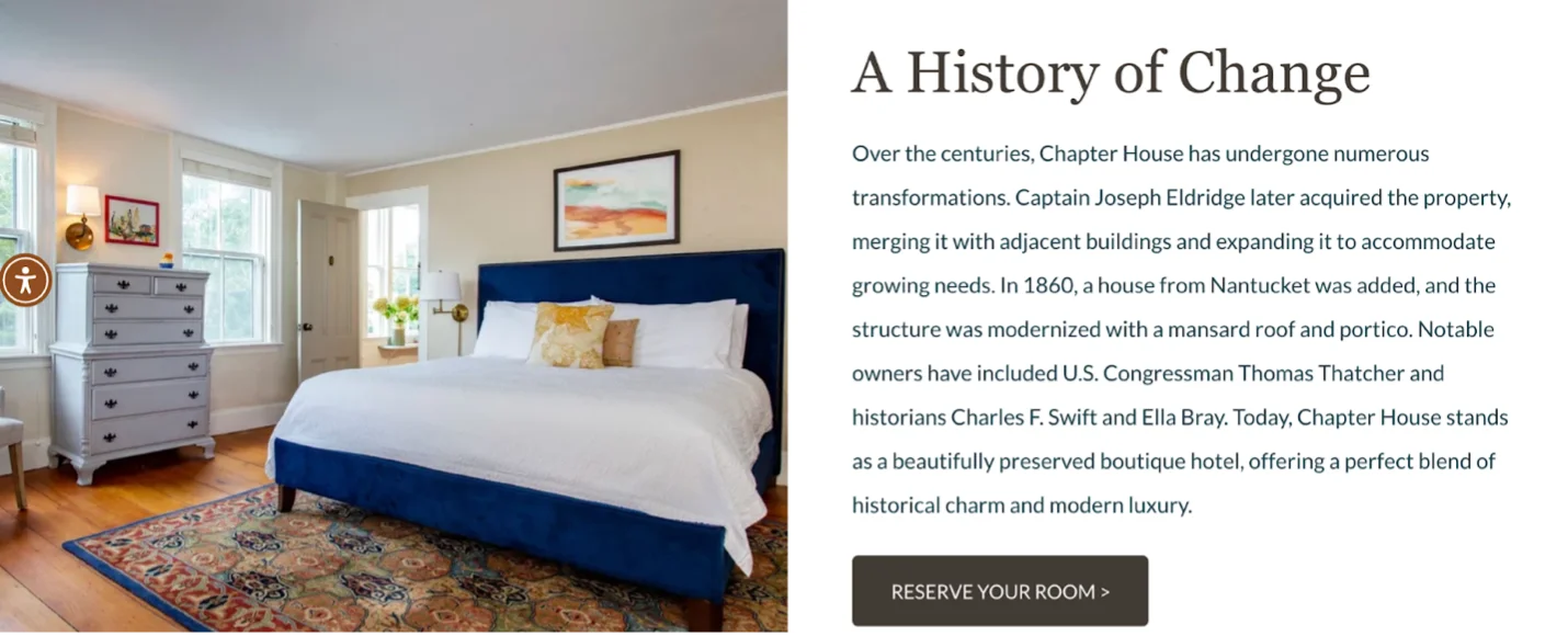 about us page example with history from chapter house cape cod
