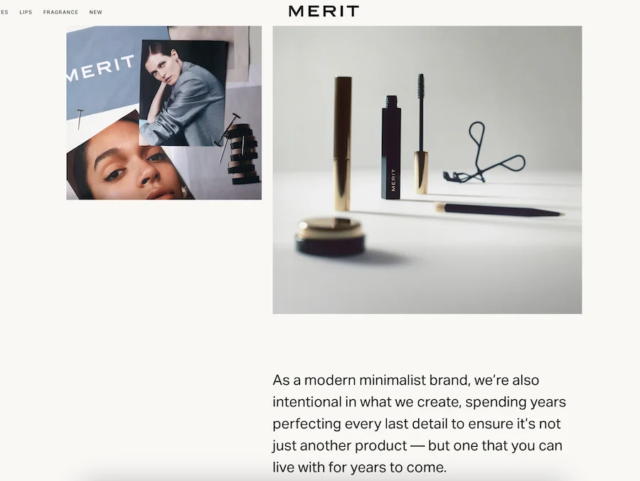 about us page example from beauty brand merit