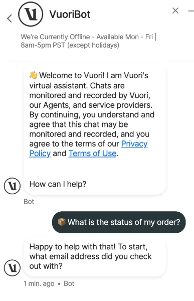 AI for customer service - Vuoribot