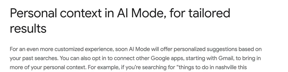 google ai mode - personalized search