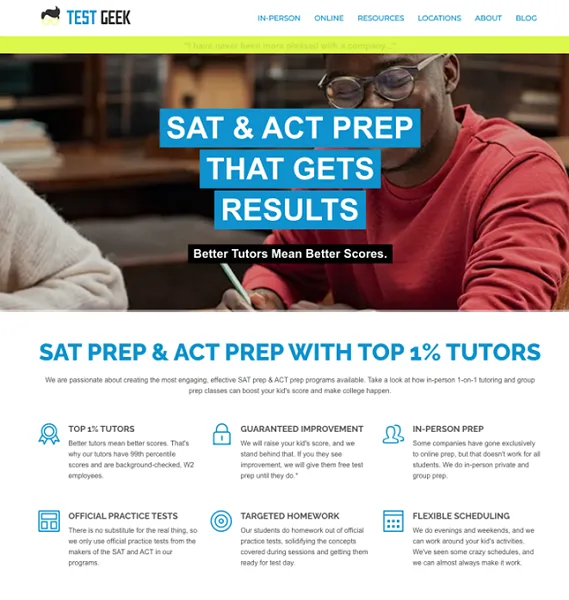 homepage examples - education site