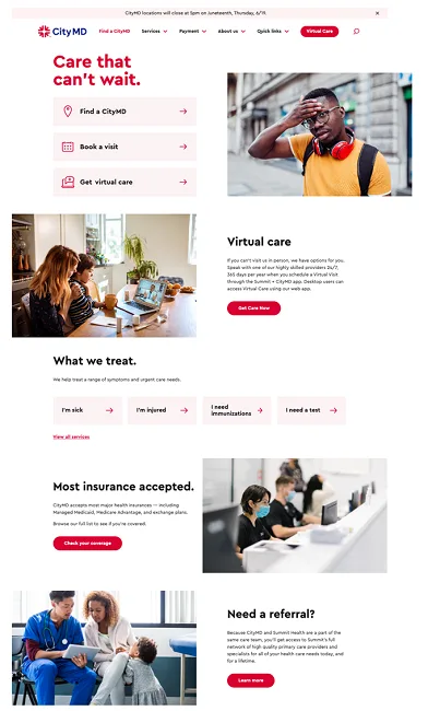 homepage examples - healthcare