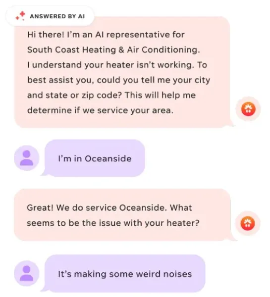 Ways you're missing customers - screenshot of Localiq's Dash text agent.