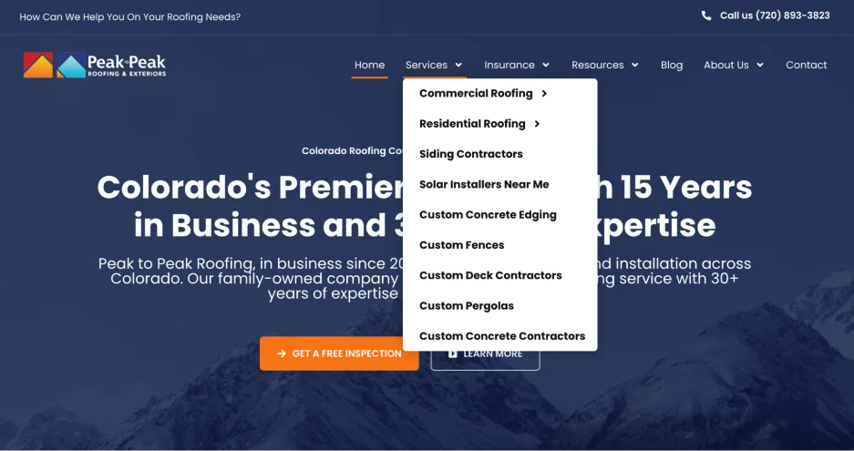 Roofing leads - Roofer landing page.