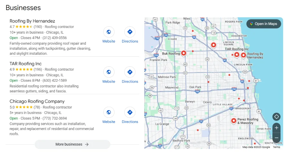 Roofing leads - Local Google results.