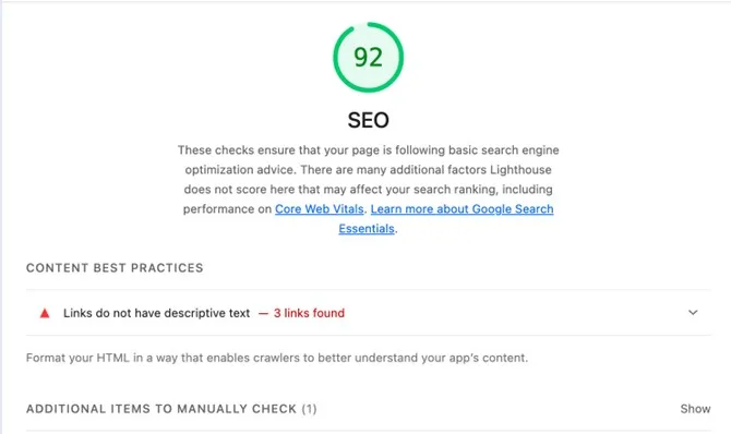 seo for schools - google lighthouse