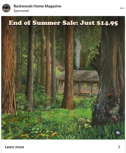 Social media tips - Ad for Backwoods magazine.