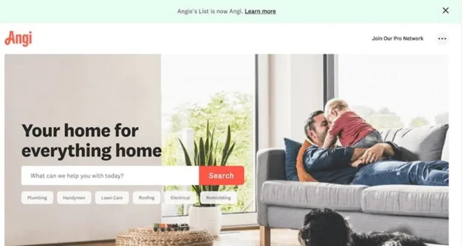 Social proof - Angi website.