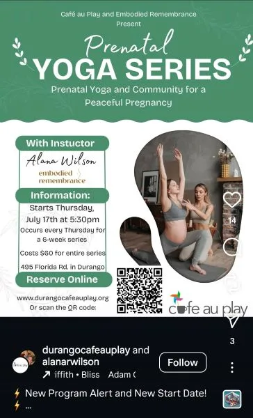 Instagram marketing - Instagram content from a yoga studio.