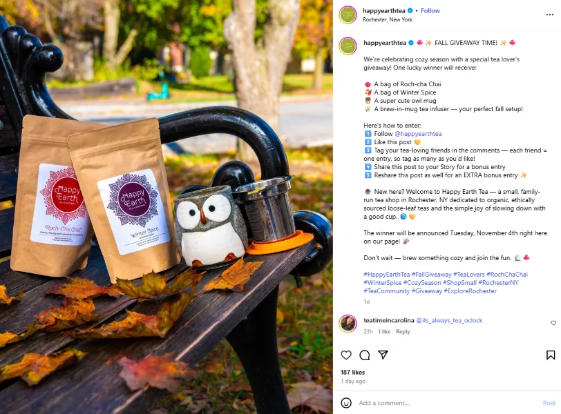 Winter slogans - social post from a tea company.