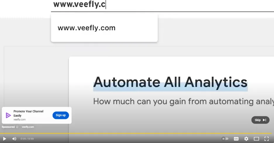 YouTube ads - ad from Veefly