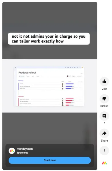YouTube ads - Shorts ad example.