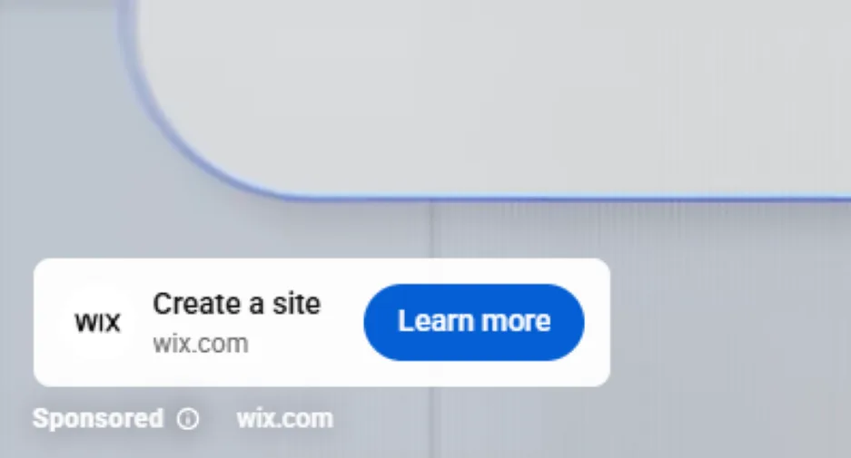 YouTube ads - ad from Wix.