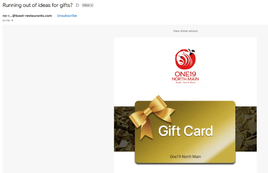 Christmas slogans - email with a Christmas subject line.