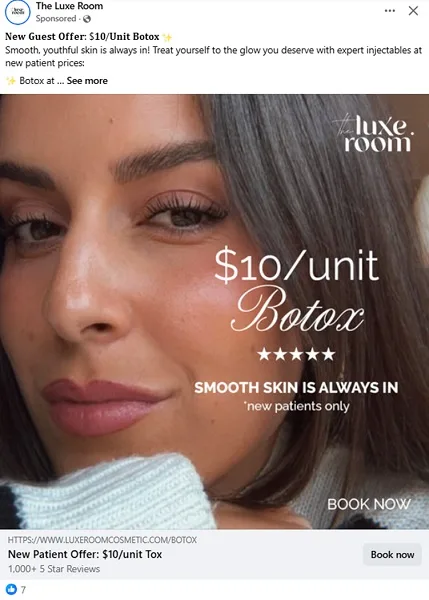 healthcare search ad benchmarks - example social media ad