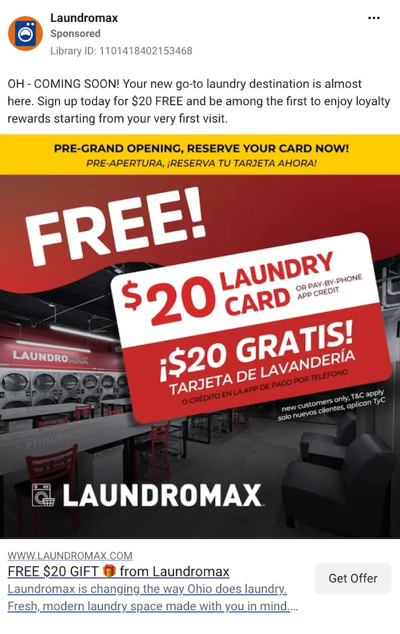 promote new location - social media ad promoting coming soon laundromat