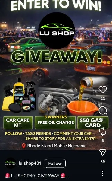 automotive marketing strategies - giveaway social post.