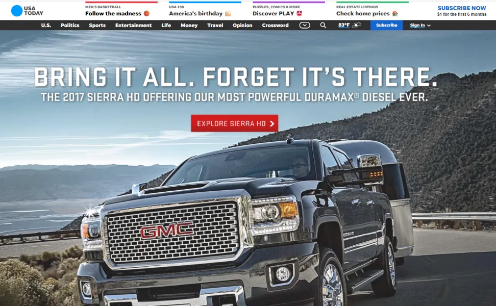 automotive marketing strategies - GMC ad on USA Today