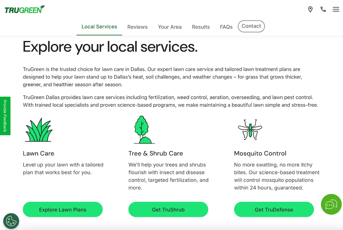 local service page with detailed service info helpful for ai overviews